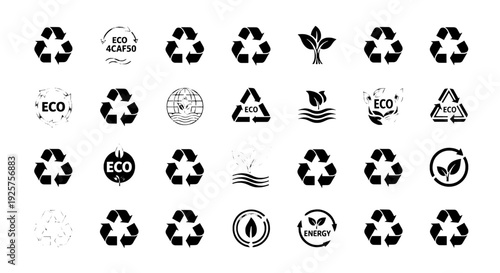 E-Waste Electronics Recycling Symbols - 24 Professional Vector Icons for Electronic Waste