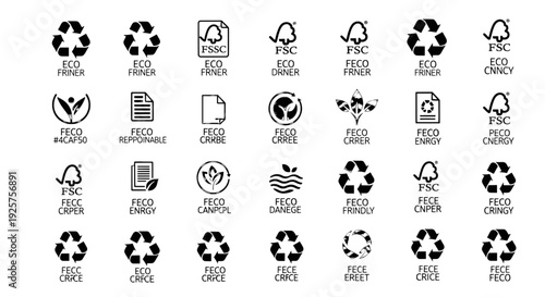 FSC Paper Certification Symbols - 24 Professional Vector Icons for Sustainable Forestry