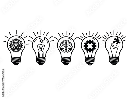 Creative light bulb ideas and brainstorming concepts