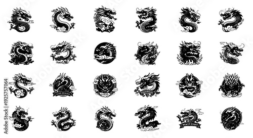 Chinese Dragon Logo - 24 Professional Vector Icons for Oriental Asian Culture