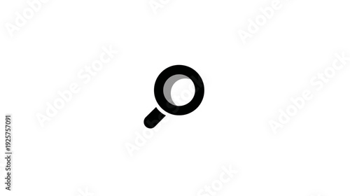 A simple illustration of a magnifying glass in black and white, centered