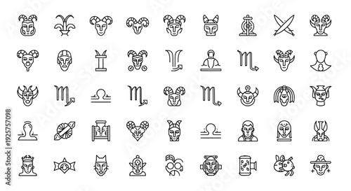 Zodiac Sign Icons Set - 50 Vector Icons for Astrology and Horoscope App Design