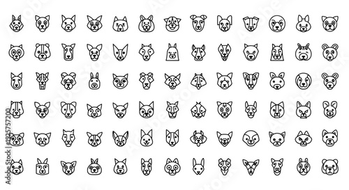 Pet Animal Icons Set - 50 Professional Vector Icons for Pet and Animal Care Apps