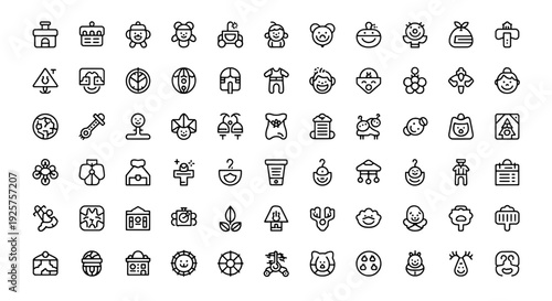 Baby Kids Icons Set - 50 Vector Icons for Parenting, Kids, and Family Apps Design