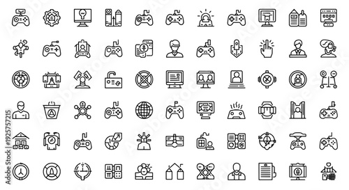 Gaming Icons Set - 50 Professional Flat Vector Icons for Game and Entertainment Apps