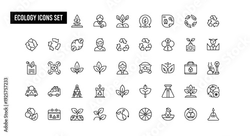 Ecology Icons Set - 50 Vector Icons for Environment, Green, and Sustainability Apps