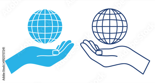 Global Connection Hands Holding Earth Vector Illustration