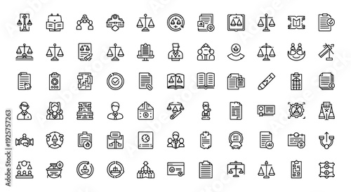 Legal Law Icons Set - 50 Professional Vector Icons for Law and Legal Services Apps