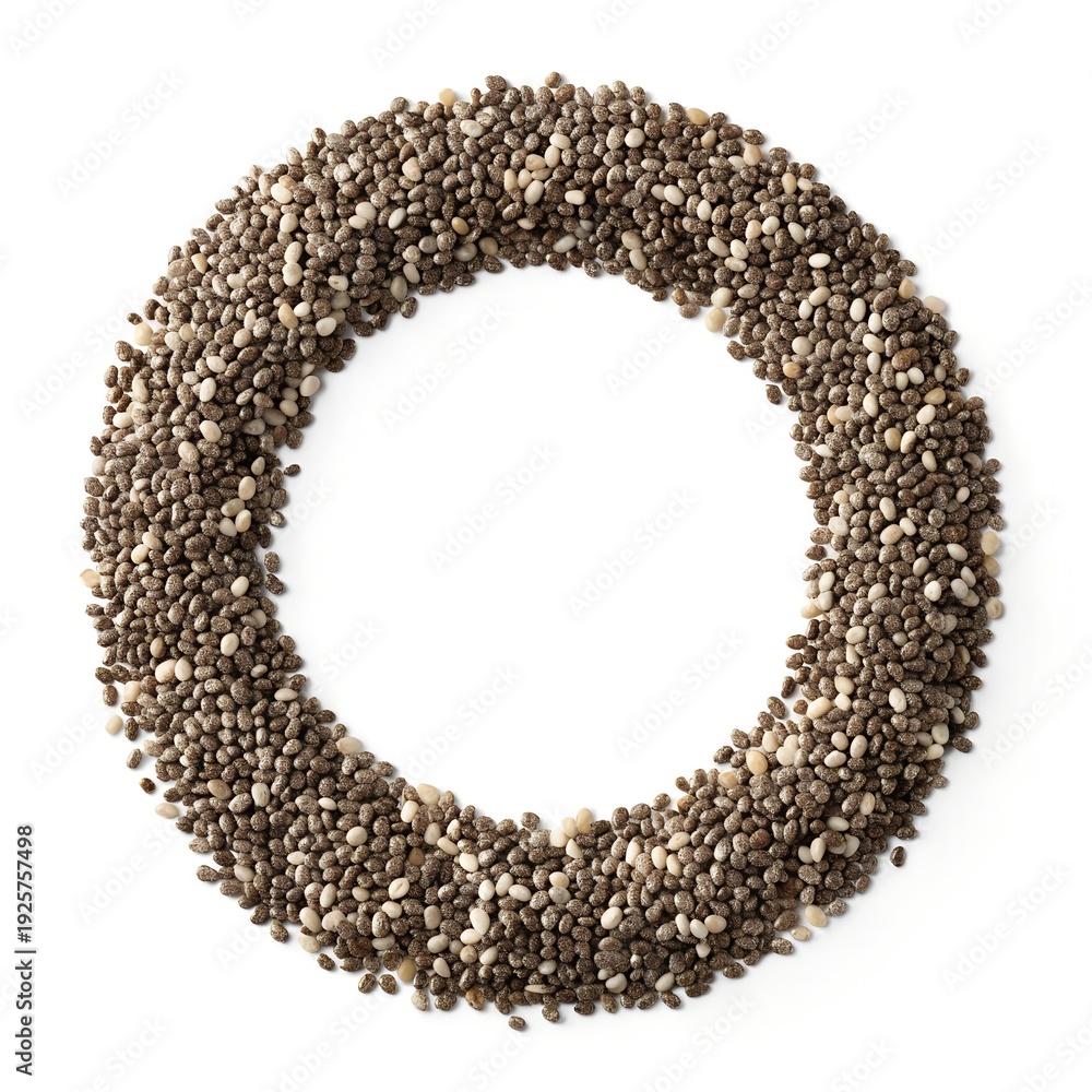 Obraz premium chia-seeds-arranged-in-a-circular-pattern-with-emp 
