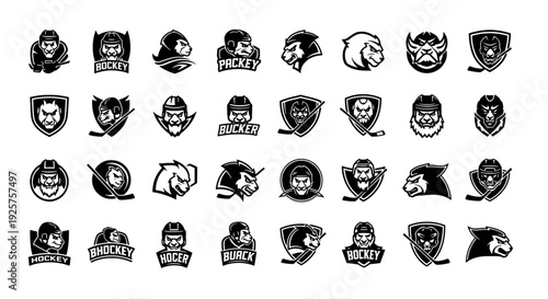 Hockey Logo Collection - 24 Professional Vector Icons for Hockey Teams and Sports Branding
