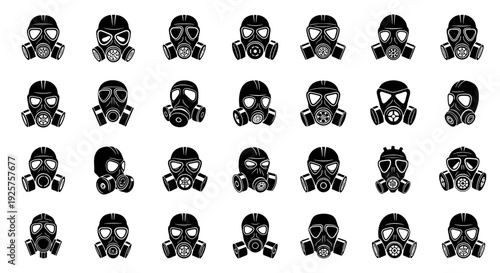 Gas Mask Mascot Logo - 24 Professional Vector Icons for Military and Industrial Branding
