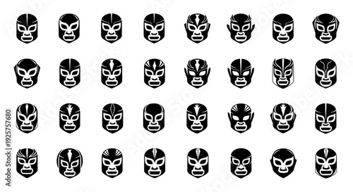 Luchador Mask Mascot Logo - 24 Vector Icons for Mexican Wrestling and Sports Branding