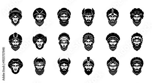 Greek God Head Mascot Logo - 24 Vector Icons for Mythology Gaming and Branding