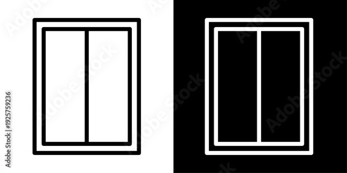 Modern elevator icon in outline style featuring lift doors. Clean minimal symbol for building transport, accessibility and UI design.