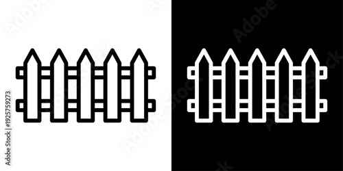 Fence icon in outline style representing property boundary, garden enclosure and home security barrier for real estate and outdoor design UI.