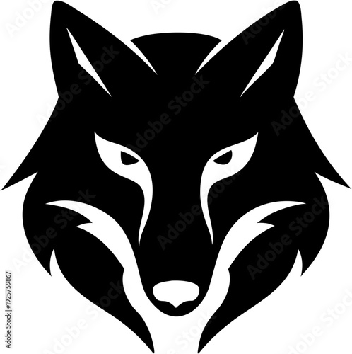 Stylized Black Fox Head Icon Vector