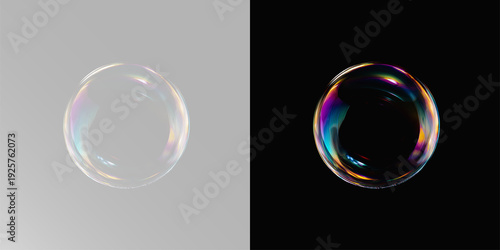 Foto Abstract lens flare bubble circle, glowing rainbow halo ring with prism refracti