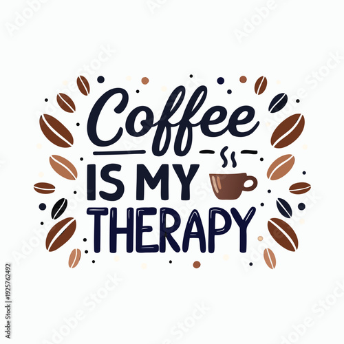 Coffee as a comforting and therapeutic daily ritual depicted with coffee beans and a cup.