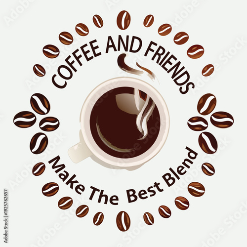 Coffee and friends logo emphasizing the art of making the best coffee blend