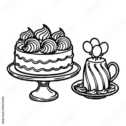 Vintage cake set whipped swirls