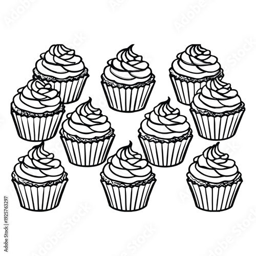 Whipped cream swirled cupcake collection