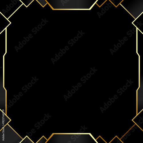 Elegant black and gold geometric border with a central dark copy space for text or images