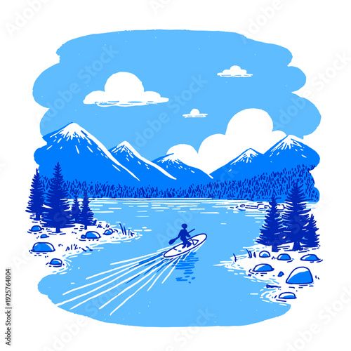 Sunrise Stand Up Paddleboarding Mountain Lake