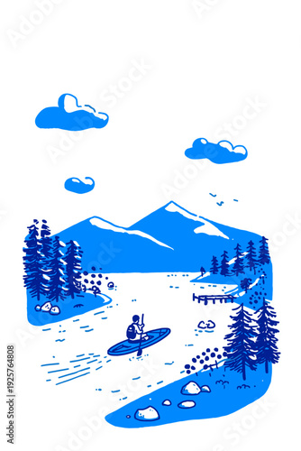 Sunrise Stand Up Paddleboarding Mountain Lake