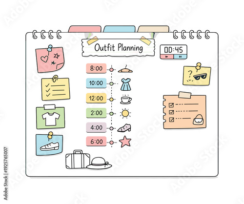 Creative outfit planning with a daily schedule and fashion icons
