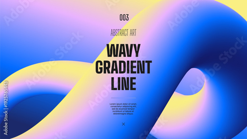 Colorful blue yellow background with wavy gradient neon curved shapes, Geometric pattern with 3d squiggly line, Dynamic multicolored line and loop, Minimal style for creative cover, fluid elements