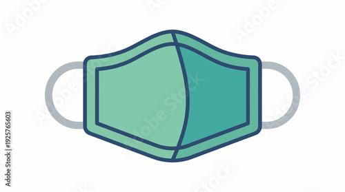 A clean, modern illustration of a stylized face mask, emphasizing health and safety in everyday life, symbolizing the new normal in personal protection and awareness.