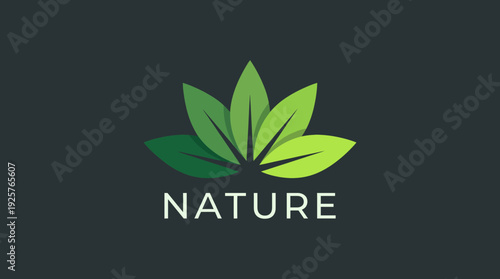 A minimalist logo design featuring overlapping green leaves with a clean aesthetic, portraying the essence of nature and wellness in a modern style. Perfect for eco-friendly branding.