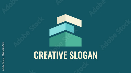 A geometric logo representing layered shapes, ideal for creative projects and slogans, combining modern design principles with a distinctive visual identity.