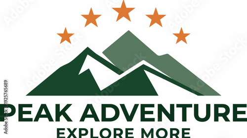 This logo features a stylized mountain range and stars, symbolizing adventure and exploration, ideal for outdoor activity brands or travel agencies seeking a motivational image.