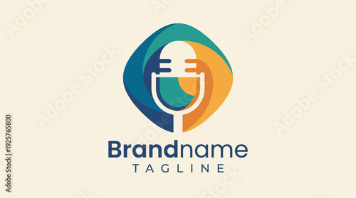 This logo features a modern microphone design, symbolizing voice, creativity, and communication, perfect for a podcast or media brand looking for a captivating identity.