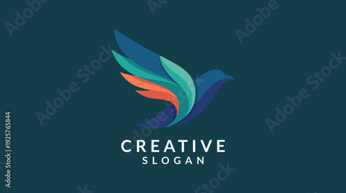An artistic representation of a bird in flowing colors, this logo symbolizes creativity and vision, making it ideal for innovative brands seeking a strong visual identity.