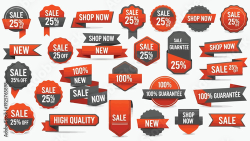 Colorful collection of sale and discount circular badges and labels