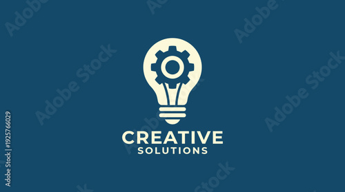 A clever light bulb logo represents innovative solutions with a gear element, merging creativity and technology, suitable for businesses focused on problem-solving and innovation.
