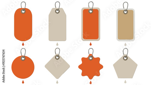 Colorful assortment of gift tags in various shapes and sizes for packaging