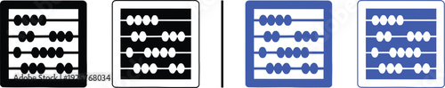abacus icon isolated on white background, vector illustration of ancient counting tool for mathematics and mental arithmetic in solid and outline styles.