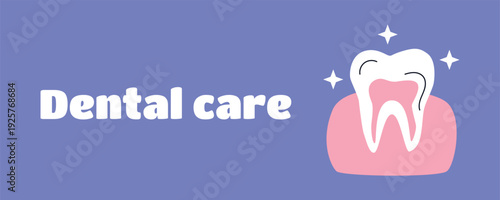 Dental Care Poster with Healthy Tooth Illustration, Minimal Dentistry Concept