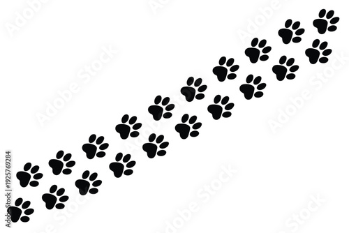Paw print pets walking icon, vector background illustration, symbols for pet care, dog walking, animal services, veterinary apps, pet-friendly designs, and animal tracking projects.