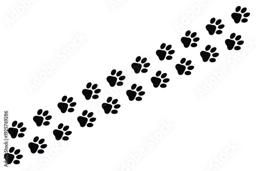 Pet paw print icon background, walking animal vector symbols, for pet care services, dog walking apps, veterinary clinics, animal shelters