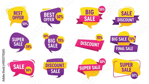Colorful speech bubbles and comment icons set for digital communication designs