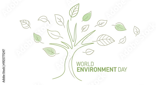 World Environment Day green leaf tree vector icon