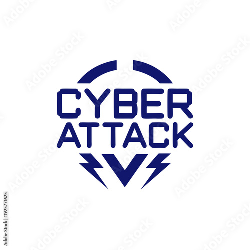 Cyber attack logo with lightning bolts