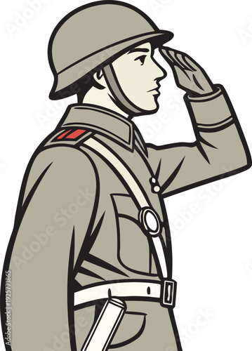 French soldiers wwii era standing at attention saluting war 2 military army