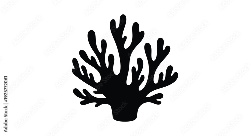 Fototapeta premium Abstract coral branch depiction in stark black a dramatic silhouette