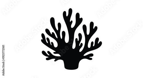 Abstract coral branch depiction in stark black a dramatic silhouette