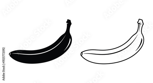 Two bananas one dark and one light depicted in a striking silhouette